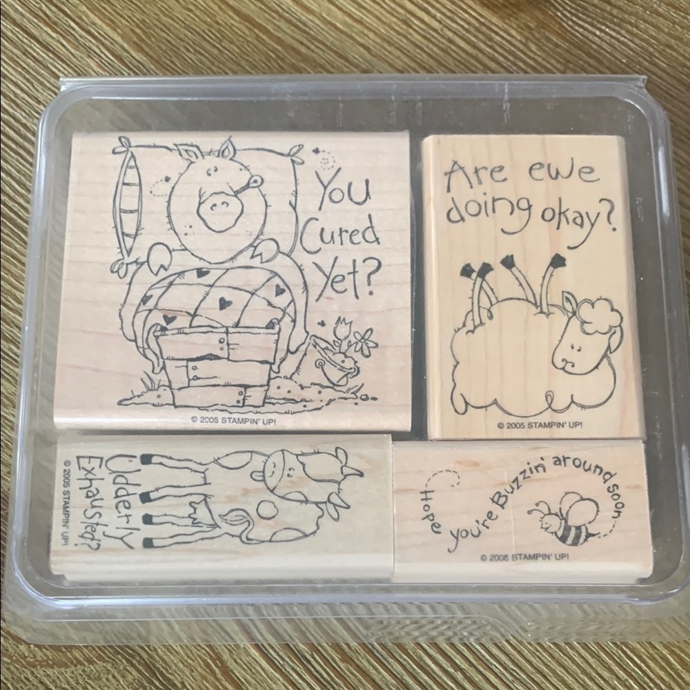 Stampin’ Up! Rubber Stamp Set Farm Fever Set of 4